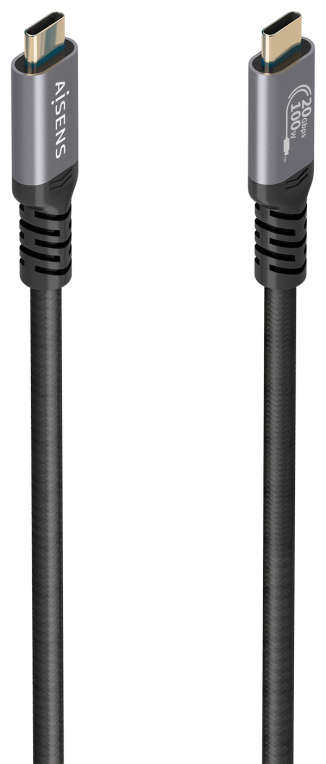 AISENS Cable USB 3.2 Gen2x2 Aluminio 20Gbps 8K@30Hz 5A 100W E-Mark, Tipo USB-C/M-USB-C/M, Negro, 3.0m