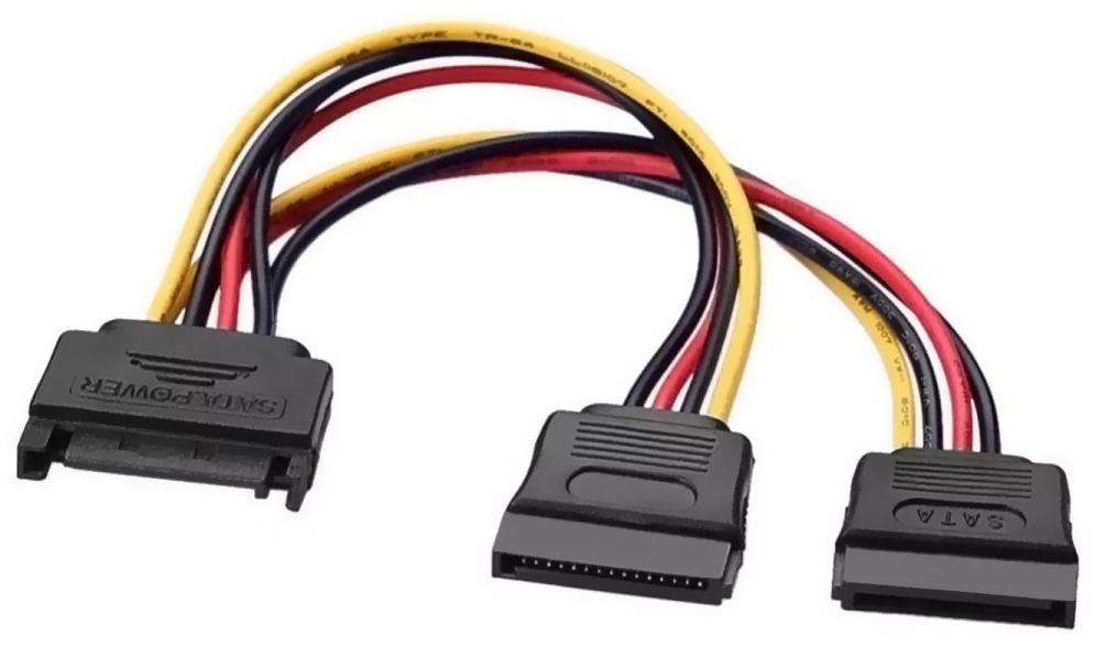 AISENS A131-0353 cable de SATA 0,2 m SATA de 15 pines 2 x SATA de 15 pines Negro, Rojo, Amarillo