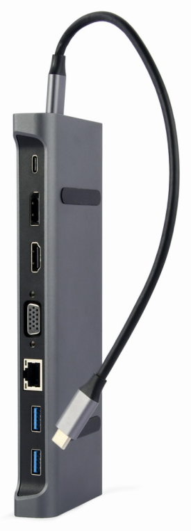 Gembird A-CM-COMBO9-02 base para portátil y replicador de puertos Alámbrico USB 3.2 Gen 1 (3.1 Gen 1) Type-C Gris