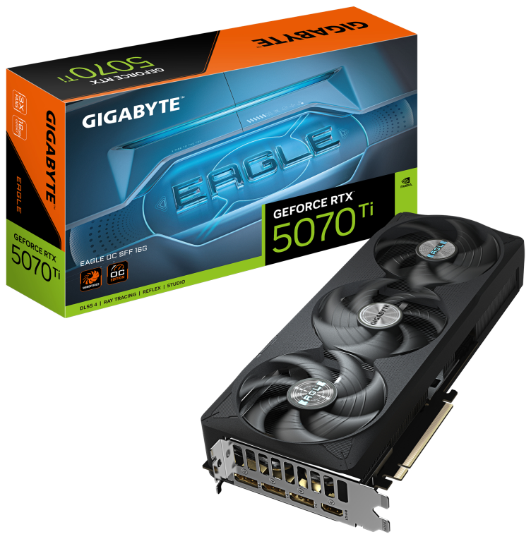GIGABYTE GeForce RTX 5070 Ti EAGLE OC SFF 16G Tarjeta Gráfica - 16GB GDDR7, 256 bits, PCI-E 5.0, 2542 MHz Core Clock, 3 x DP 2.1a, 1 x HDMI 2.1b, NVIDIA DLSS 4, GV-N507TEAGLE OC-16GD