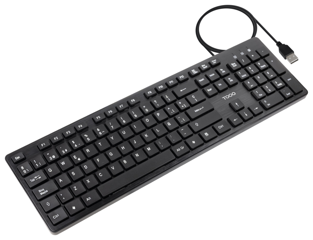TooQ Teclado silencioso USB, 105 teclas, Negro