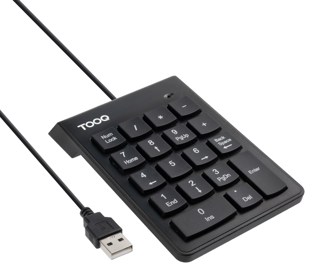 TooQ Teclado numérico USB, 19 teclas, Negro