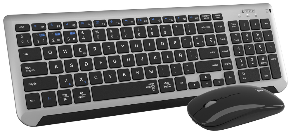SUBBLIM SUBKBC-DCEP20 teclado Ratón incluido Universal RF Wireless + Bluetooth QWERTY Español Negro, Gris