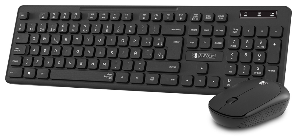 SUBBLIM Teclado Ergonómico y ratón Combo Business Slim Silencioso Inalámbrico 2.4G