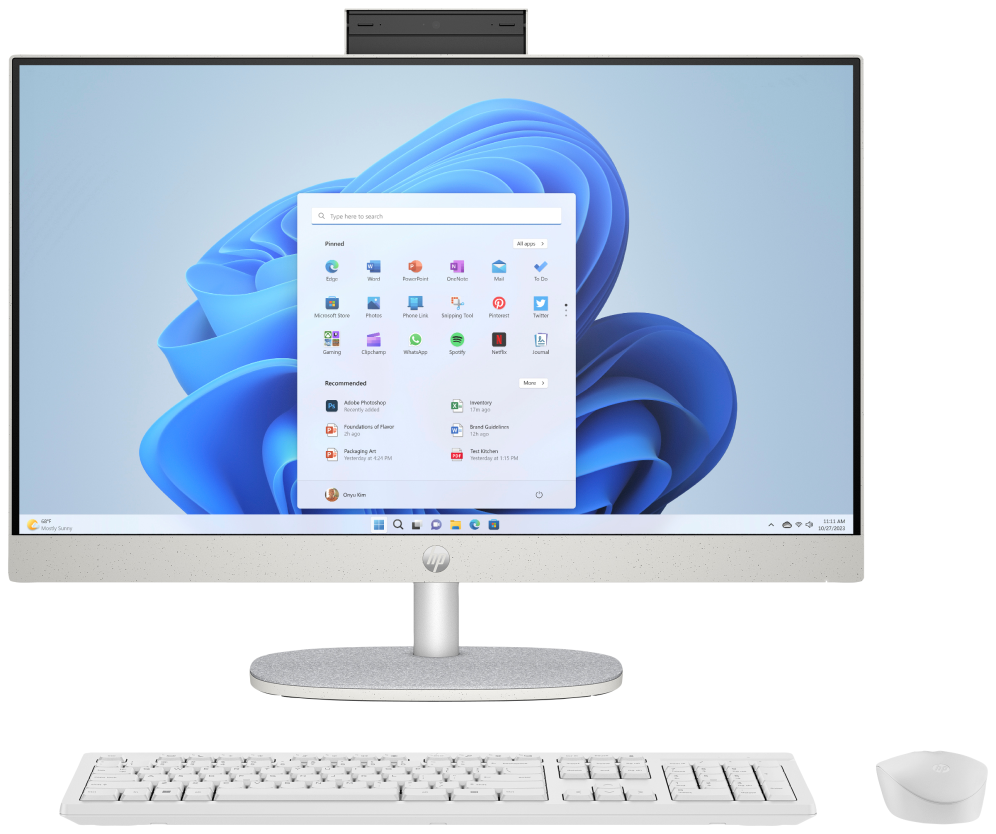 HP 23.8 inch All-in-One 24-cr0187ns PC Intel® Core™ i5 i5-1335U 60,5 cm (23.8") 1920 x 1080 Pixeles 8 GB DDR4-SDRAM 512 GB SSD Windows 11 Home Wi-Fi 6 (802.11ax) Blanco