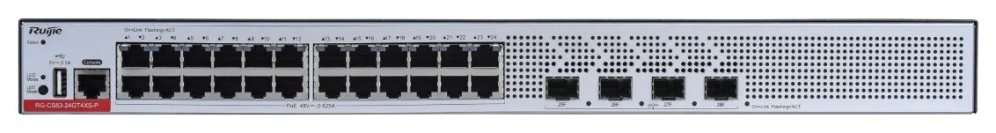 Ruijie Networks RG-CS83-24GT4XS-P switch Gestionado L3 Gigabit Ethernet (10/100/1000) Energía sobre Ethernet (PoE) 1U Gris