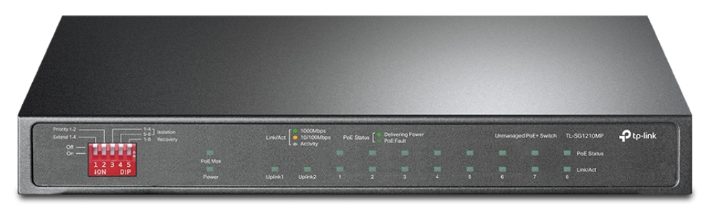 TP-Link TL-SG1210MP switch No administrado Gigabit Ethernet (10/100/1000) Energía sobre Ethernet (PoE) Negro