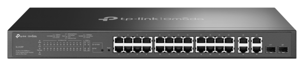 TP-Link Omada SL2428P switch Gestionado L2 Fast Ethernet (10/100) Energía sobre Ethernet (PoE) 1U Negro