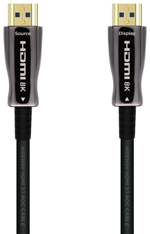 AISENS Cable HDMI V2.1 AOC Ultra Alta Velocidad / HEC 8k@60Hz 4k@120Hz 4:4:4 48Gbps, A/M-A/M, Negro, 25m
