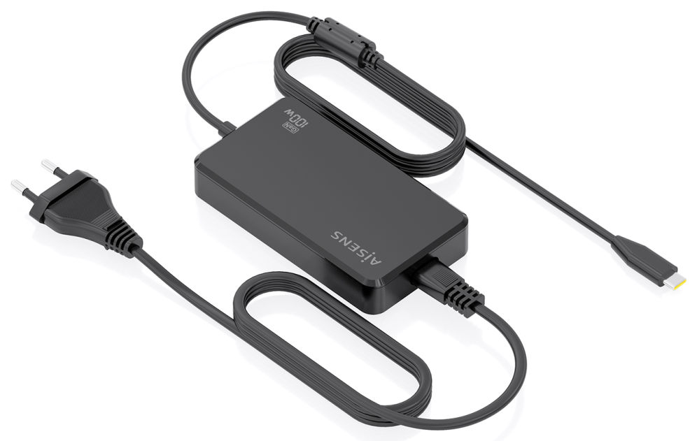 AISENS Cargador De Sobremesa GaN 100W PD3.0 1xUSB-C 1.8m, Negro