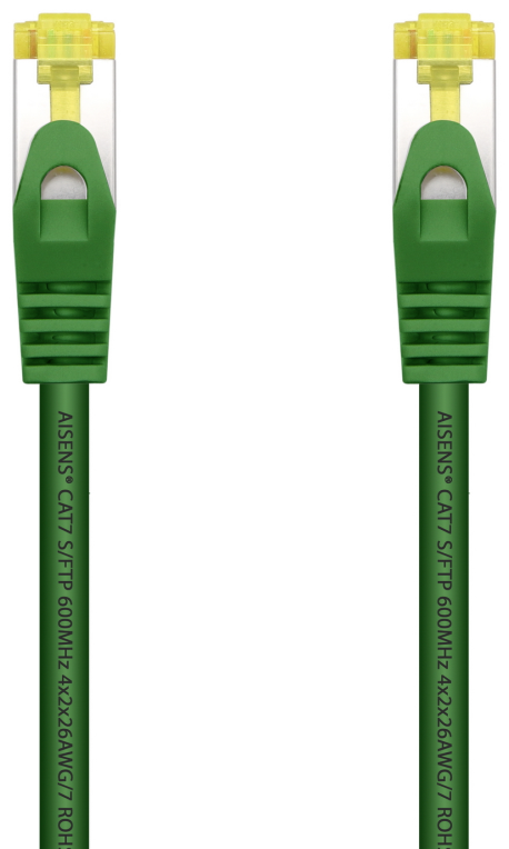 AISENS Cable De Red Latiguillo RJ45 LSZH Cat.7 600 MHz S/FTP PIMF AWG26, Verde, 0.5 m