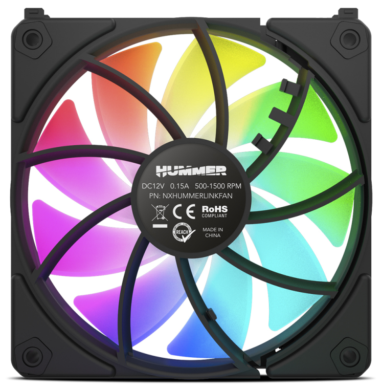 NOX Hummer NXHUMMERELINKBK sistema de refrigeración para ordenador Carcasa del ordenador Ventilador 12 cm Negro 1 pieza(s)
