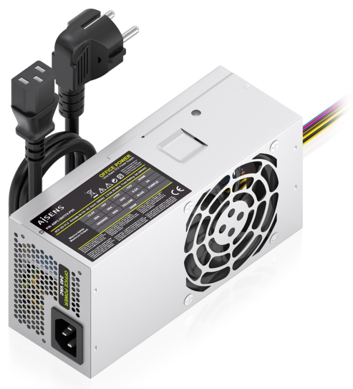 AISENS Fuente Alimentacion TFX 500W con Cable de Alimentacion OEM, Plata